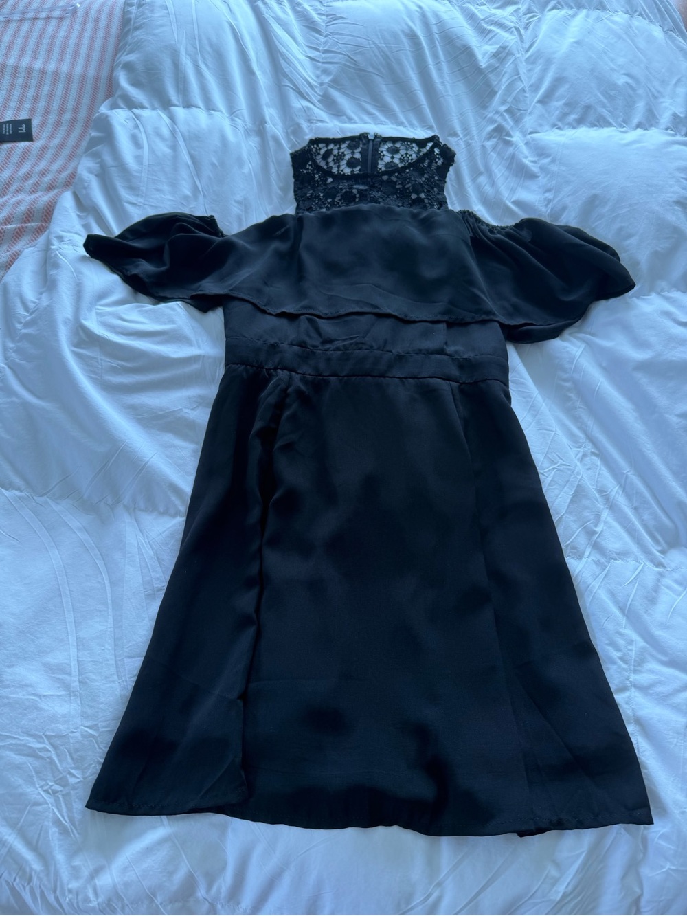 miami Black Lace-Top Mini Dress